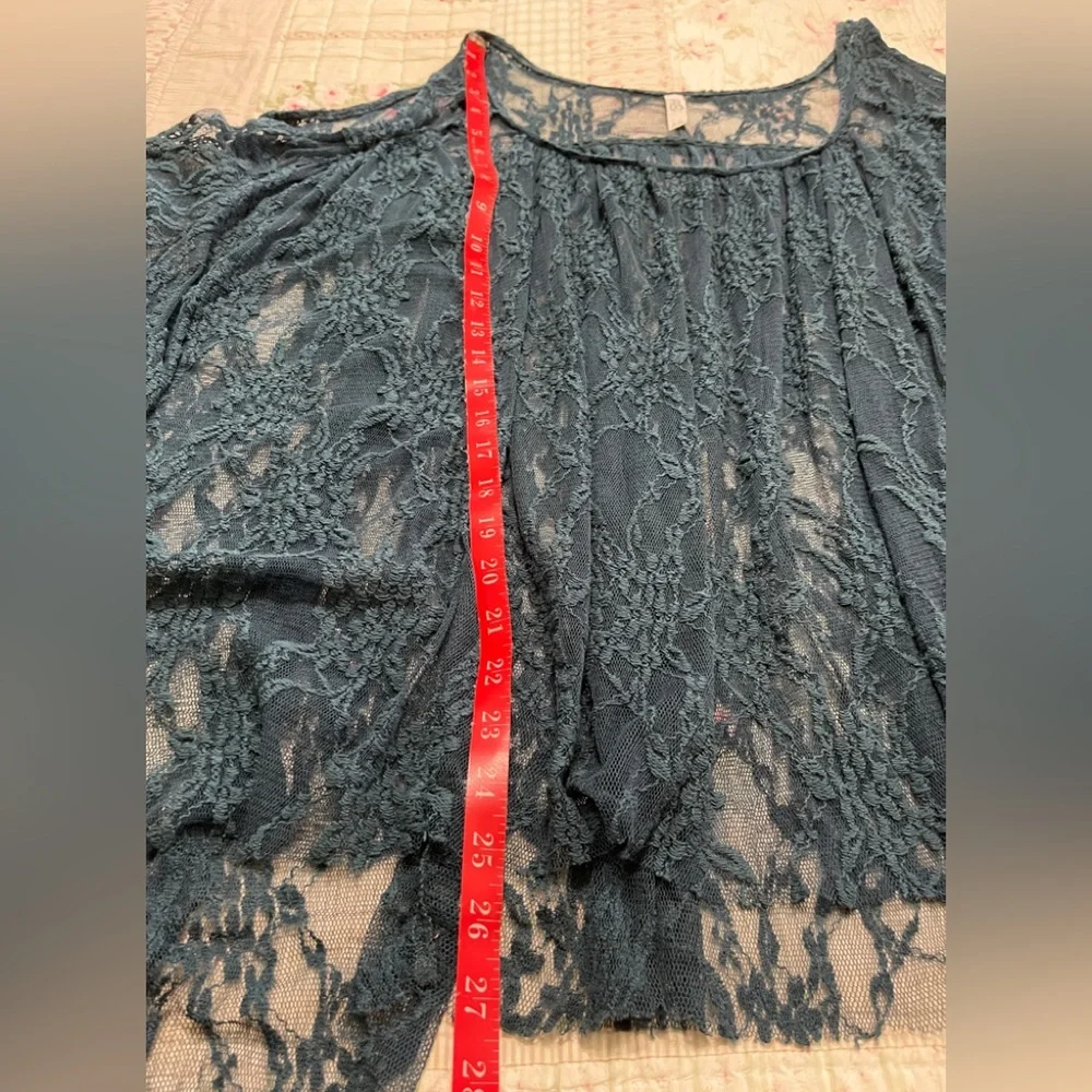 Free People Lost in Austin Cold Shoulder Top in Teal size L NWOT - Picture 5 of 8